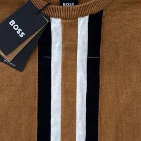 NWT Men's Hugo Boss Signature-Stripe Virgin Wool Sweater Size M, L, XL - Picture 5 of 6
